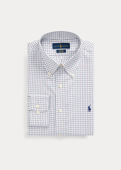 Camisa Polo Ralph Lauren Hombre Morados / Blancos / Multicolor - Custom Fit Tattersall - RMQTL3146